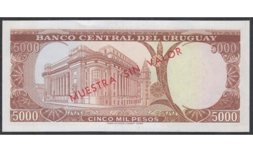 Уругвай 5000 песо 1967 года, Образец! Реальный РАРИТЕТ!!! (URUGUAY 5000 Pesos 1967, MUESTRA) P 50s: UNC