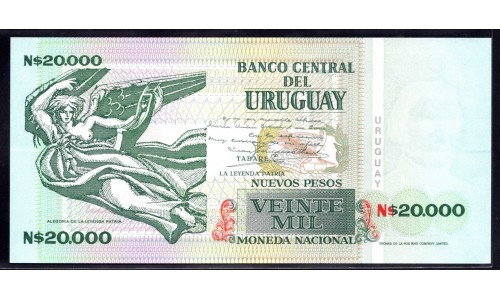 Уругвай 20000 песо 1991 г. (URUGUAY 20000 Nuevos Pesos 1991) P69b:Unc