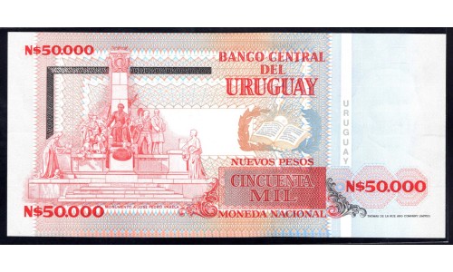 Уругвай 50000 песо 1991 г. (URUGUAY 50000 Nuevos Pesos 1991) P70b:Unc