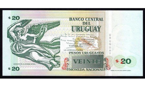 Уругвай 20 песо 2000 г. (URUGUAY 20 Pesos Uruguayos 2000) P83:Unc