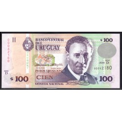 Уругвай 100 песо 2003 г. (URUGUAY 100 Pesos Uruguayos 2003) P85:Unc