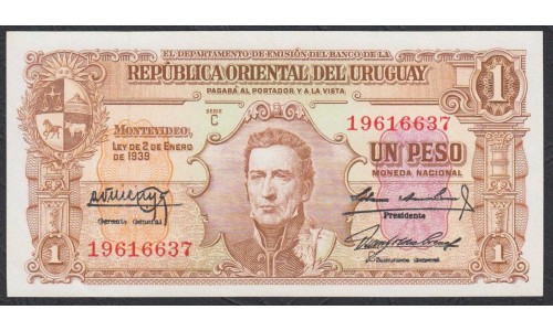 Уругвай 1 песо 1939 года (URUGUAY 1 Peso 1939) P35b: UNC