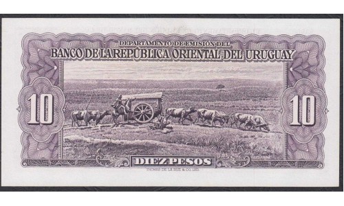 Уругвай 10 песо 1939 года (URUGUAY 10 Pesos 1939) P37c: UNC