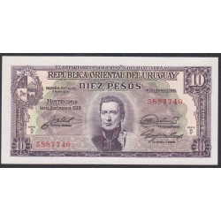 Уругвай 10 песо 1939 года (URUGUAY 10 Pesos 1939) P37d: UNC