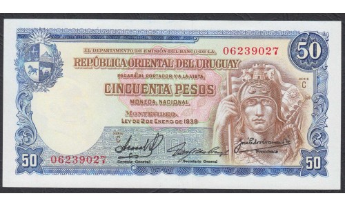 Уругвай 50 песо 1939 года (URUGUAY 50 Pesos 1939) P38b: UNC