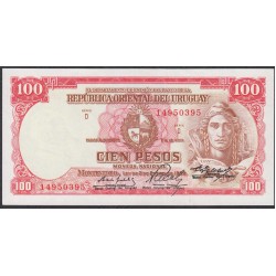 Уругвай 100 песо 1939 - 1967 год (URUGUAY 100 Pesos 1939-1967) P 43b: UNC