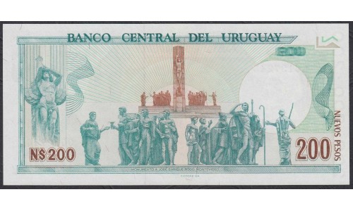 Уругвай 200 новых песо 1986 года (URUGUAY 200 Nuevos Pesos 1986) P66: UNC