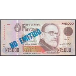 Уругвай 5000 новых песо 1989 года (URUGUAY 5000 Nuevos Pesos 1989) P68A: UNC
