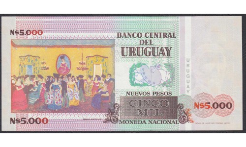 Уругвай 5000 новых песо 1989 года (URUGUAY 5000 Nuevos Pesos 1989) P68A: UNC