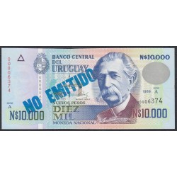 Уругвай 10000 новых песо 1989 года (URUGUAY 10000 Nuevos Pesos 1989) P68B: UNC