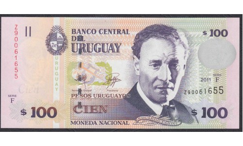 Уругвай 100 песо 2011 года, серия Замещения (URUGUAY 100 Pesos Uruguayos 2011, Replacement) P88b: UNC