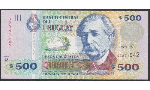 Уругвай 500 песо 2009 года (URUGUAY 500 Pesos Uruguayos 2009) P90b: UNC