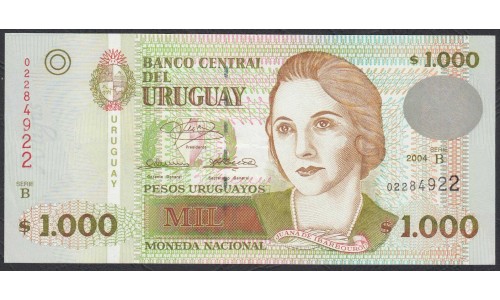 Уругвай 1000 песо 2004 года (URUGUAY 1000 Pesos Uruguayos 2004) P91a: UNC