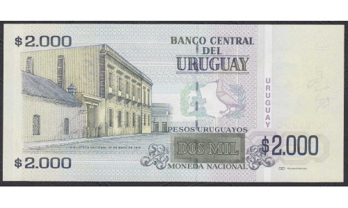 Уругвай 2000 песо 2003 года (URUGUAY 2000 Pesos Uruguayos 2003) P92: UNC