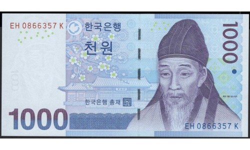 Южная Корея 1000 вон 2007 год (South Korea 1000 won 2007) P 54a : UNC