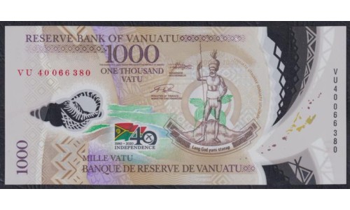 Вануату 1000 вату 2029 год, Юбилейная (Vanuatu 1000 Vatu 2021, Polymer) P W21: UNC