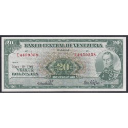 Венесуэла 20 боливаров 1966 года, РЕДКОСТЬ! (Venezuela 20 Bolivares 1966) P 43e: aUNC