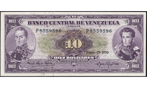 Венесуэла 10 боливаров 1970 года (Venezuela 10 Bolivares 1970) P 45g: UNC