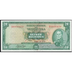 Венесуэла 20 боливаров 1974 года (Venezuela 20 Bolivares 1974) P 46e: UNC