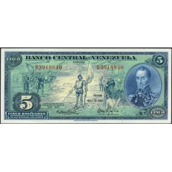 Венесуэла 5 боливаров 1966 года, префикс В (Venezuela 5 Bolivares 1966, prefix B) P 49: UNC