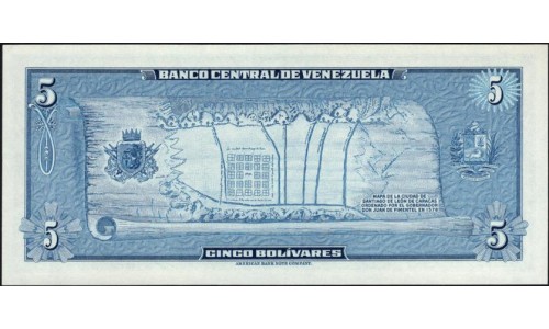 Венесуэла 5 боливаров 1966 года, префикс D (Venezuela 5 Bolivares 1966, prefix D) P 49: UNC