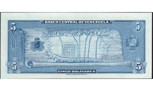 Венесуэла 5 боливаров 1966 года, префикс А (Venezuela 5 Bolivares 1966, prefix A) P 49 : UNC