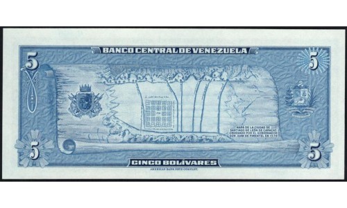 Венесуэла 5 боливаров 1966 года, префикс А (Venezuela 5 Bolivares 1966, prefix A) P 49 : UNC