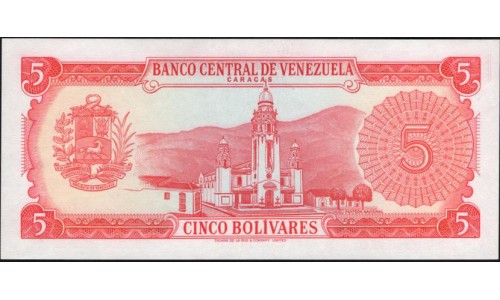 Венесуэла 5 боливаров 1974 года, префикс E (Venezuela 5 Bolivares 1974, prefix E) P 50h: UNC