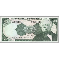 Венесуэла 20 боливаров 1977 года, литера S (Venezuela 20 Bolivares 1977, prefix S) P 53b: UNC