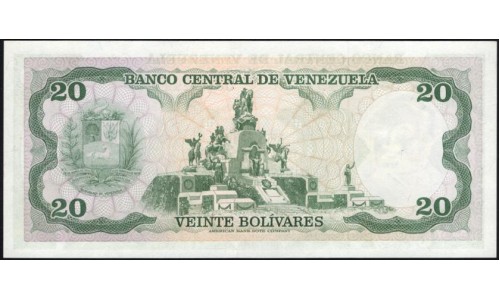 Венесуэла 20 боливаров 1977 года, литера S (Venezuela 20 Bolivares 1977, prefix S) P 53b: UNC