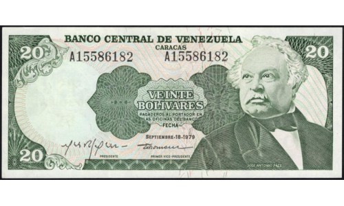Венесуэла 20 боливаров 1979 года (Venezuela 20 Bolivares 1979) P 53c: UNC