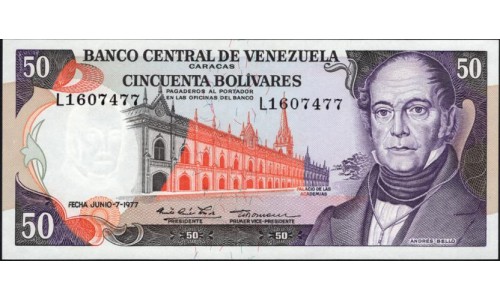 Венесуэла 50 боливаров 1977 года (Venezuela 50 Bolivares 1977) P 54d: UNC
