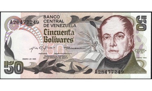 Венесуэла 50 боливаров 1981 года (Venezuela 50 Bolivares 1981) P 58a: UNC