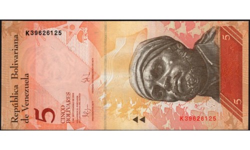 Венесуэла 5 боливаров 2009 года, НЕТ в КАТАЛОГЕ! (Venezuela 5 Bolivares 2009) P 89c: UNC