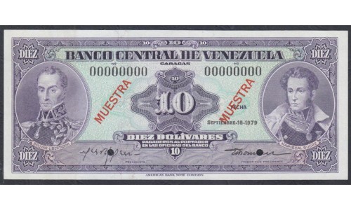 Венесуэла 10 боливаров 1977 года, ОБРАЗЕЦ (Venezuela 10 Bolivares 1977, MUESTRA) P 51s4: UNC