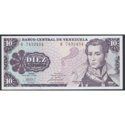 Венесуэла 10 боливаров 1981 года, семизначный номер (Venezuela 10 Bolivares 1981, 7 digit serial) P 60: UNC