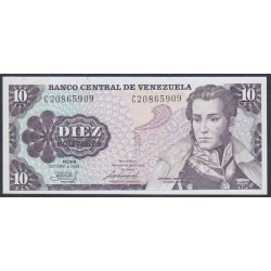 Венесуэла 10 боливаров 1981 года, восьмизначный номер (Venezuela 10 Bolivares 1981, 8 digit serial) P 60: UNC