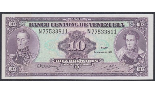 Венесуэла 10 боливаров 1992 года (Venezuela 10 Bolivares 1992) P 61c: UNC
