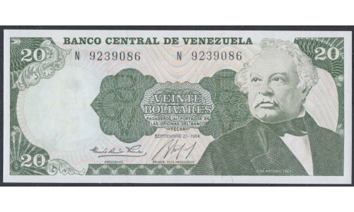 Венесуэла 20 боливаров 1984 года, серия N (Venezuela 20 Bolivares 1984, Prefix N) P 64: UNC