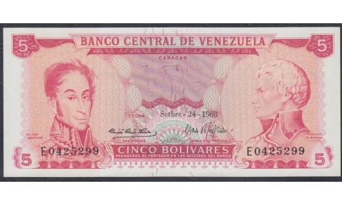 Венесуэла 5 боливаров 1968 года, префикс E (Venezuela 5 Bolivares 1968, prefix E) P 50a: UNC