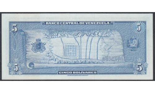 Венесуэла 5 боливаров 1966 года, префикс А (Venezuela 5 Bolivares 1966, prefix A) P 49: aUNC/UNC