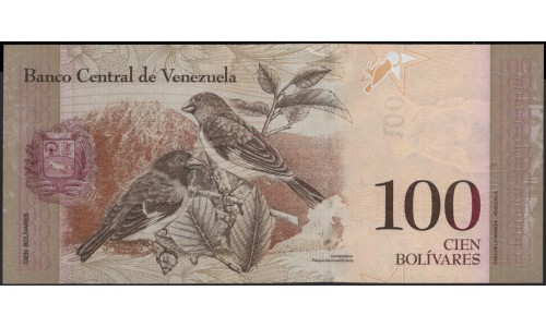 Венесуэла 100 боливаров 2011 года (Venezuela 100 Bolivares 2011) P 93dr: UNC