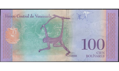 Венесуэла 100 боливаров 2018 года (Venezuela 100 Bolivares 2018) P 106: UNC