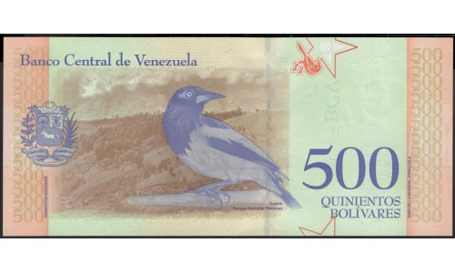Венесуэла 500 боливаров 2018 года замещение (Venezuela 500 Bolivares 2018 replacement) P 108: UNC