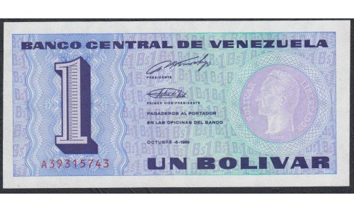 Венесуэла 1 боливар 1989 года, префикс А (Venezuela 1 Bolivar 1989, prefix A) P 68: UNC