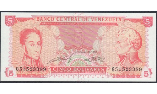Венесуэла 5 боливаров 1989 года (Venezuela 5 Bolivares 1989) P 70b: UNC