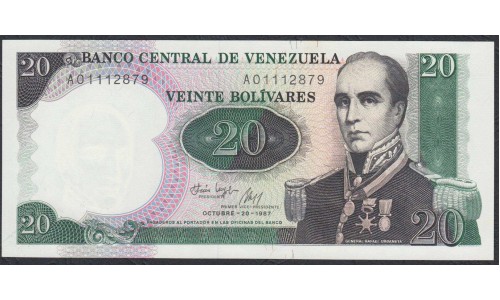 Венесуэла 20 боливаров 1987 года (Venezuela 20 Bolivares 1987) P 71: UNC