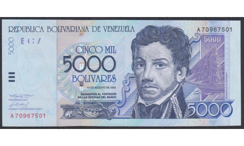 Венесуэла 5000 боливаров 2002 года (Venezuela 5000 Bolivares 2002) P 84a: UNC