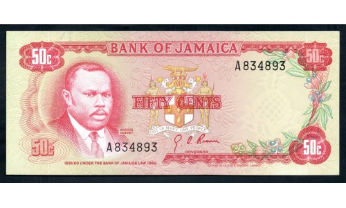 Ямайка 50 центов 1960 (1970) (JAMAICA 50 Cents 1960 (1970)) P 53 : UNC