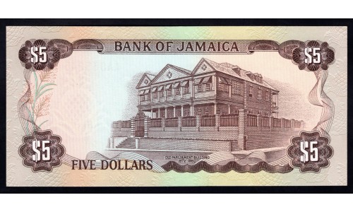 Ямайка 5 долларов 1960 (1976) серия АА (JAMAICA 5 Dollars 1960 (1976) series AA) P 61b : UNC